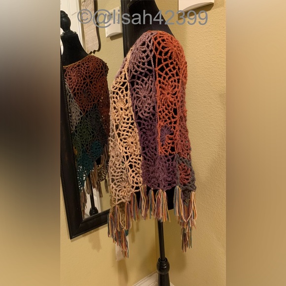OSFM Handmade Crocheted Poncho - Picture 4 of 5